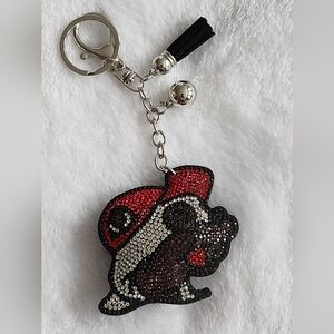 Buc-ee Sparkling Red and Brown Beever Keychain Bag Charm